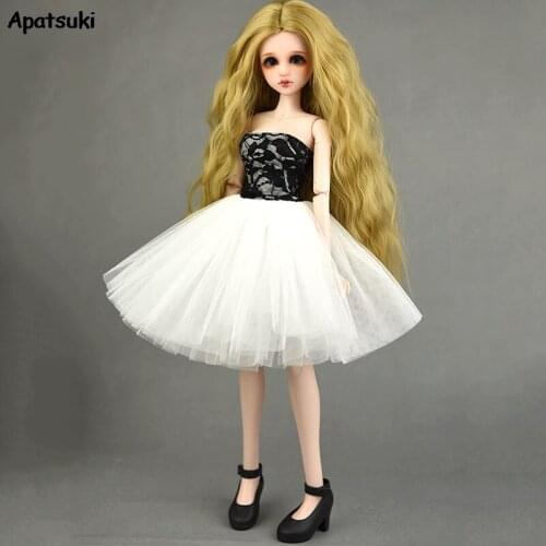White Black Sleeveless Princess Dress for 1/4 XINYI Doll Evening Party Gown Ballet Dress for 1:4 Doll Outfit Clothes Accessories