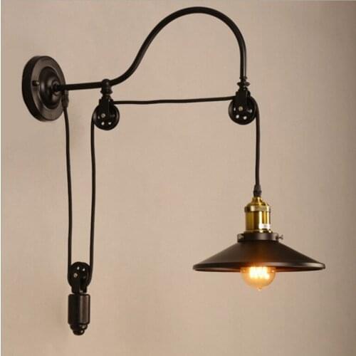 Lifting American Wall Lamps Vintage Restaurant Iron Living Room Lights Creative Loft Cafe Wall Lights AC110-240V