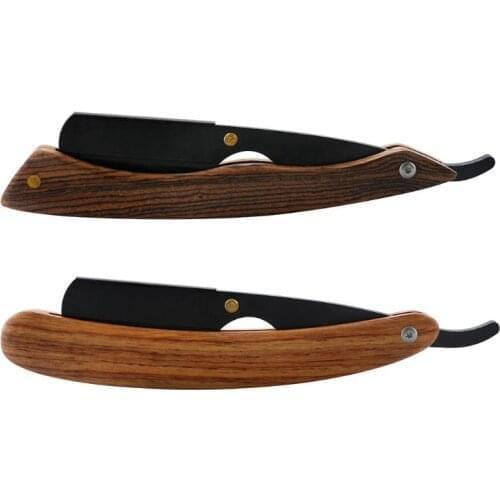 Professional Vintage Manual Shaving Razor Wood Handle Straight Edge Barber Shaver Knife for Men