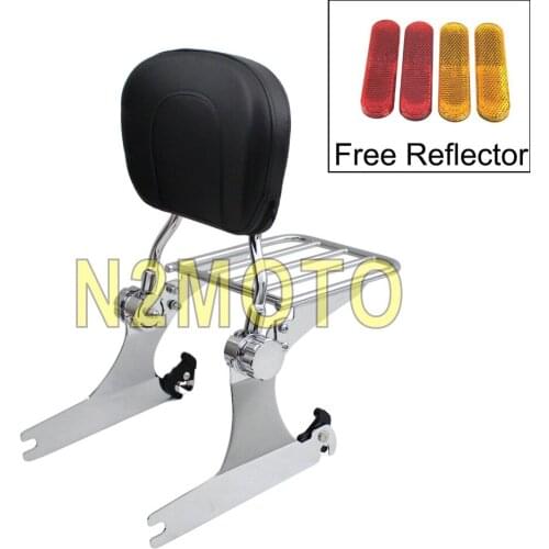 Detachable Motorcycle Chrome Rear Passenger Luggage Rack Sissy Bar Backrest for Harley Dyna Street Bob Super Glide FXD 2006-Up