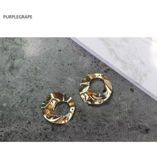 PURPLEGRAPE European and American fashion pleated ring alloy earrings DIY handmade earrings accessories pendant a pack of 4