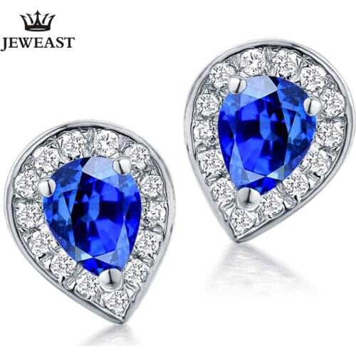 MAQ Natural Sapphire 18K Pure Gold Earring Real AU 750 Solid Gold Earrings Diamond Trendy Fine Jewelry Hot Sell New 2020
