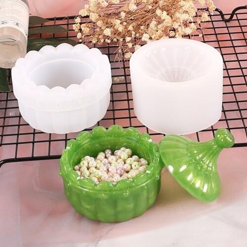 Storage Box Molds Silicone 3D Jewelry Box Mould with Lid Storage Jar Trinket Mold for DIY Art Casting Decorating Tool For Child