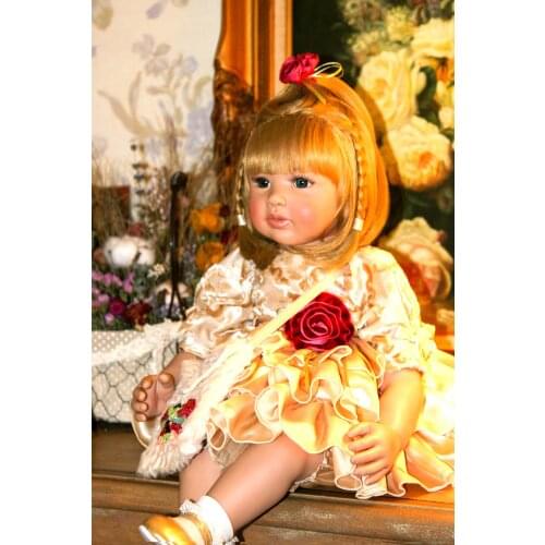 24cm blonde princess Doll House Reborn Babies Silicone Dolls modeling bebe ailve Toddler kids Xmas birthday brinquedos