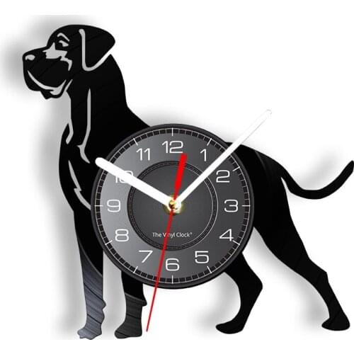 Mastiff Dog Vinyl LP Record Silent Wall Clock Great Dane Breed Home Decor Tall Fierce Guard Dogge CD Disc Crafts Wall Watches