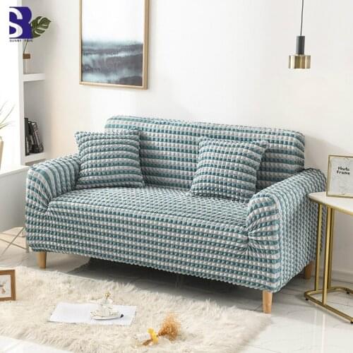 SunnyRain 1-Piece Blue Couch Covers for Sofas I Shaped Sofa Cover Universal Sofa Covers for Living Room