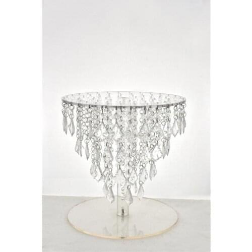 Sparkling Crystal clear garland chandelier round wedding cake stand with bead strands wedding birthday party decorations