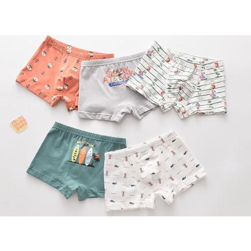 5Pcs/lot Girls Boys Cotton Boxer Briefs Girl Panties Boys Boxer Shorts Childrens Panties Kids Underwear For 2-14 Years BU067