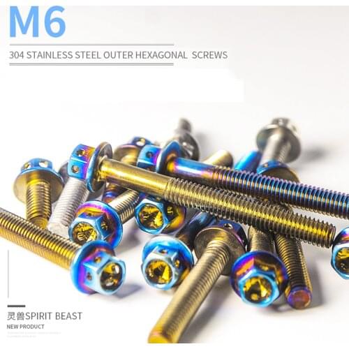 Universal Motorcycle M6 Hexagonal Decorative Screws Bolts Stainless Steel Multicolor For Honda Yamaha Kawasaki Suzuki Ktm Ducati