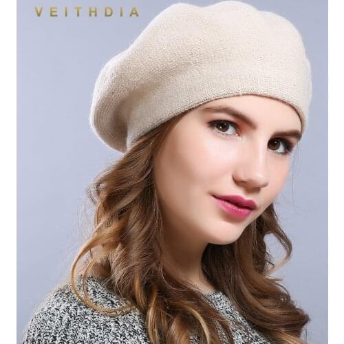 VEITHDIA Winter Hat Berets 2019 New Wool Cashmere Womens Warm Brand Casual High Quality Womens Vogue Knitted Hats For Girls Cap
