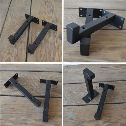 1Pair(2 PCS)/Lot Black Lacquer Wall Mounted Shelf Bracket Brackets Support With Screws Square Tube