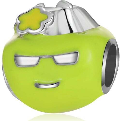 1Pcs New Cute Green Fruit Pendant DIY Beads Suitable for Original Pandora Charm Bracelet Ladies Jewelry Making Gifts