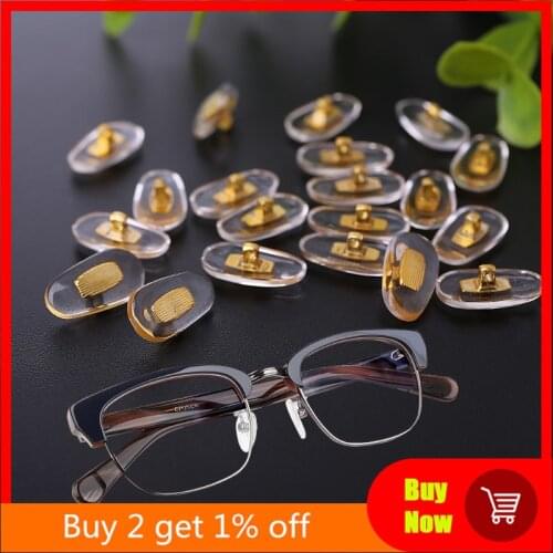 10 Pairs/Lot Golden PVC Glasses Anti Slip Aluminum Conductor Silver Nose Pads X7YA