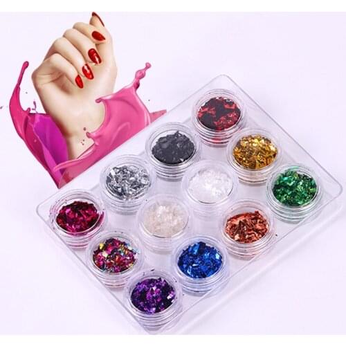 12 Color/set Broken Gold Foil Silver Foil Epoxy Filler Resin Imitation Colorful Powder DIY Handmade Jewelry Accessories