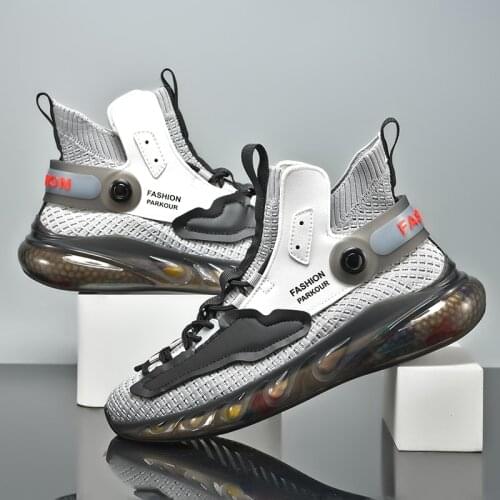 2021 New Casual Shoes Breathable Mesh Knit Sneakers For Men High Top Fashion Mens Sports Shoe Sweat-Absorbant Anti-odor Shoes