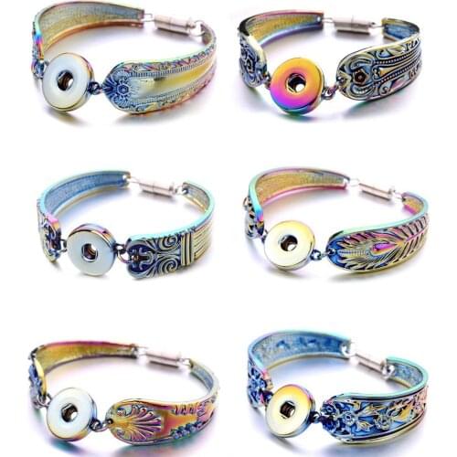 2020 New Colorful Magnetic Snap Jewelry Snap Bracelet Fit 18MM Snap Buttons Jewelry Metal Snap Button Bracelet for Women