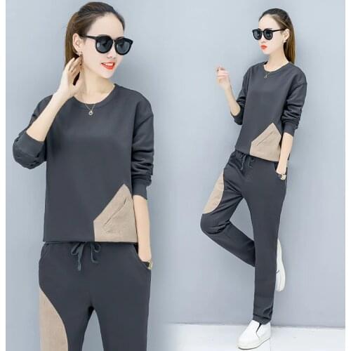 2020 Plus Size Two Piece Set Top And Pants Womens Fashion Clothing Autumn Outfit Korean Style Tracksuit Lounge Wear Retro Outfit