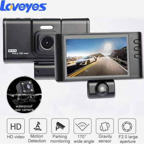 3.2'' Three Lens Car Cameras 360 Adjustable Dashcam HD 1080P Reversing Image Wide Angle Parking Monitoring Video Recorder L315
