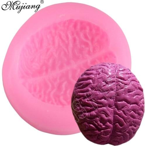 3D Human Brain Cake Silicone Mold DIY Halloween Party Cake Decorating Tools Fondant Chocolate Candy Gumpaste Cupcake Baking Mold