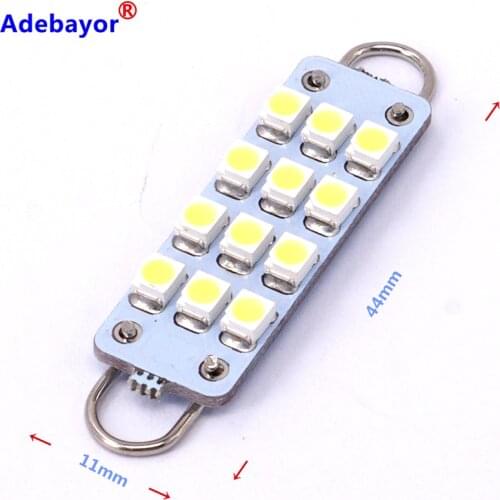4 X 44mm rigid loop hook 1210 12 led 3528 smd Dome Festoon Interior Bulbs Auto Car Festoon Licence Plate Roof Car Light white