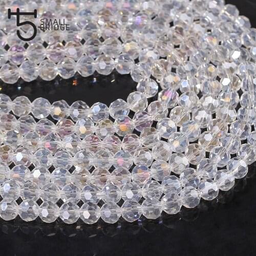 4mm Austrian Ab Transparent Crystal Football Beads Diy Accessories for Needlework Pearls with Hole Loose Faceted Glass Bead Z159