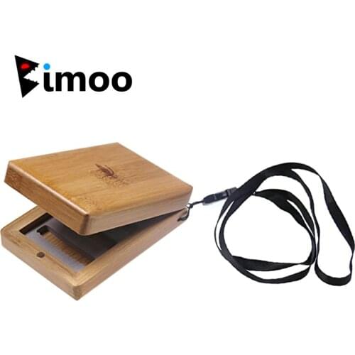 Bimoo 2PC Pocket Sized Bamboo Wood Fishing Fly Box Fly Fishing Storage Box Double Lids Bamboo Storage Container Cases 98*70*30mm