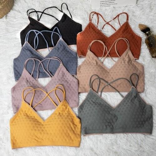 Cross Back Bra Comfortable Sport Bra Top Sexy Bralette Push Up Tube Tops Solid Color Underwear Seamless Sportwear Vest Women