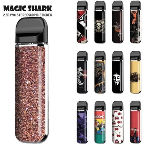 Magic Shark Bow Popeye Skull Black Panther Diamond Owl V-Vendetta PVC Vape Sticker Case for Smok Novo
