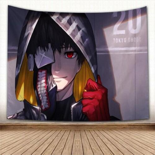 Kaneki Ken Tokyo Ghoul Tapestry Colorful Psychedelic Decorative Carpet Wall Fabric For Living Room Tapestries Accessories 0629