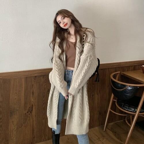 Korean Japanese Casual Long Women Sweater Soft Comfortable Loose Cardigan Female Mid-length Lazy Style Vintage Knitted Tops C020