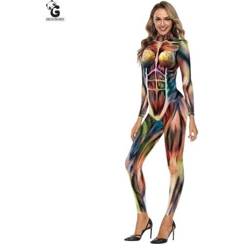 Horror Zombie Walking Dead Costume Terror Jumpsuits Halloween Costume for Women Tights Cosplay Prin Carnival Fancy Disfraz Mujer