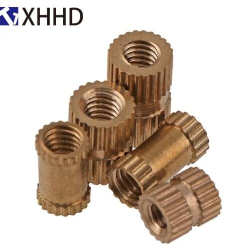 M4 M5 M6 Copper Inserts Double Pass Brass Knurl Nut Round Thread Nutsert Injection Molding Embedded Fastener ID*H*OD