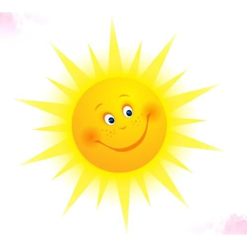 Cute Sun Wall Sticker Creative Wallpaper Unique Wall Decal Decorative Sticker for Living Room Home Bedroom