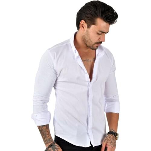 DeepSEA Male Shirt Hidden Button Long Sleeve Slim Fit Poplin Fabric Cotton Lycra High Quality Casual Four Seasons 2111810