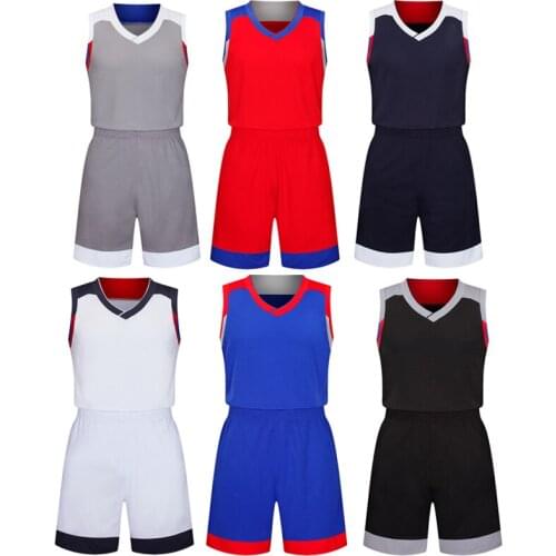 Men blue Basketball Set Uniforms kits Sports clothes kids red basketball jerseys college tracksuits DIY Customized name logo