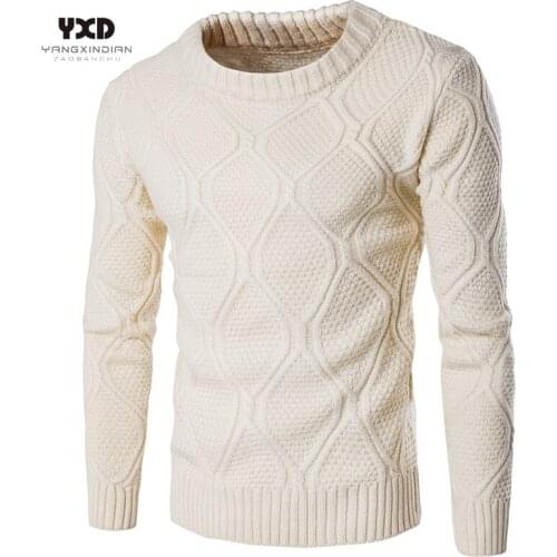 Man clothes Mans Sweater Pullover Mens Sweaters Jumper Men Solid slim warm wool Casual Off white Knitted Pullover korean clothes
