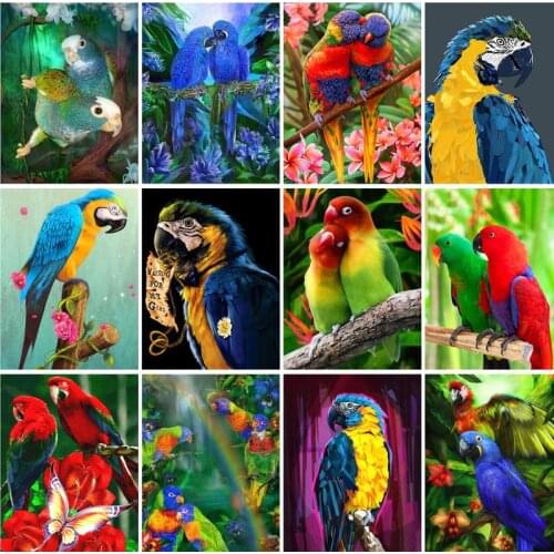 RUOPOTY DIY Painting By Numbers Parrot Wall Art Picture Acrylic Coloring For Home Decors Artwork City Paint On Canvas