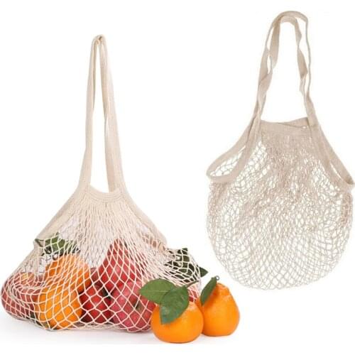 2021 new Portable Reusable Grocery Bag Fruit Vegetable Bag Cotton Mesh String Organic Organizer Handbag Handle Net Tote