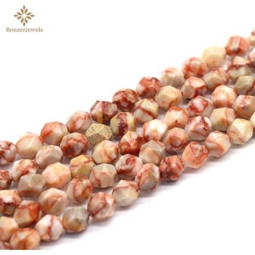 Wholesale Natural Quartz Diamonds Faceted Pink Web Star Cut Polygon Beads DIY Charms For Jewelry Making Gift 15" Strand 6 8 10M