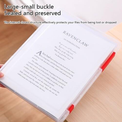 P15D A4 Plastic Portable Case Document File Folder Transparent Paper Organizer Box for Magazines Photos Cards Office Supplies