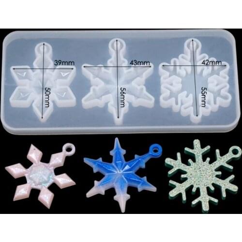 Crystal Epoxy Resin Mold Snowflake Pendant Casting Silicone Mould DIY Craft Tool F3MF