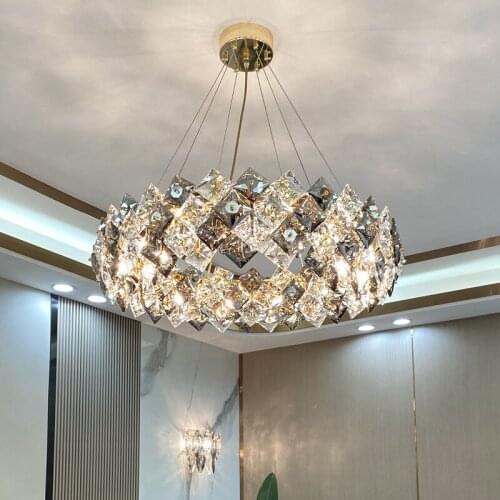 Ceiling Chandelier Nordic Luxury Square Crystal Chandelier Living Room Home Decoration Lamp Modern Atmosphere Bedroom Lamp