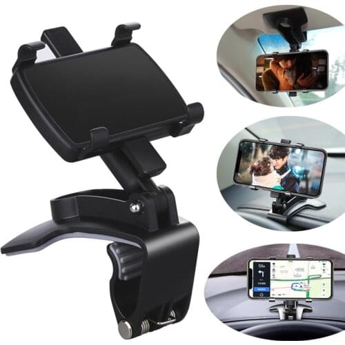 Dashboard Car Mobile Phone Holder 360 Degree Rotating GPS Navigation Bracket RearView Mirror Sunshade Holder Universal Car Mount