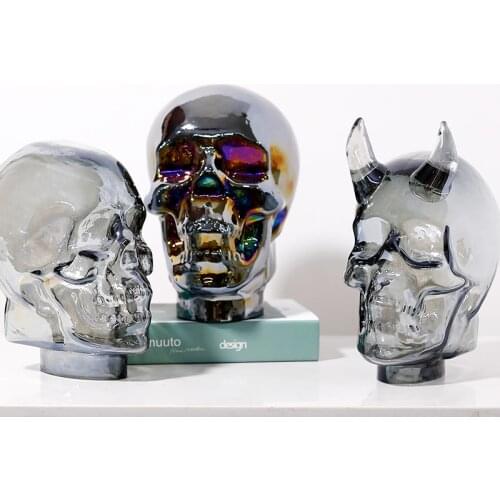 Simple Retro Skull Decoration New Home Living Room Glass Crafts Soft Decoration Ornaments