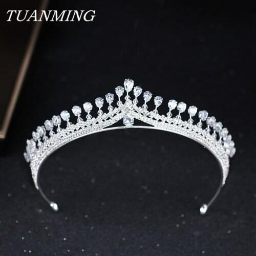 Luxury Exquisite Princess Crown and Tiara Hairband Silver Color Crystal Rhinestone Crown Headband Jewelry Bridal Hair Accessorie