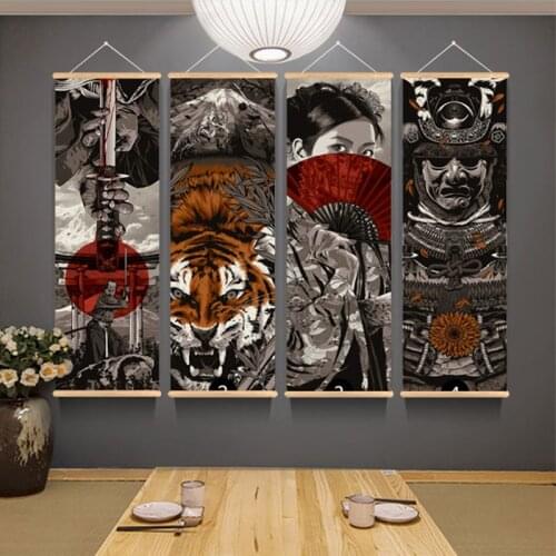 With Frame Ukiyo Painting Iron Armour Mechanical Style Decoration Painting Cuisine Shop Bar Wine Shop Tattoo Shop Mural Hanging