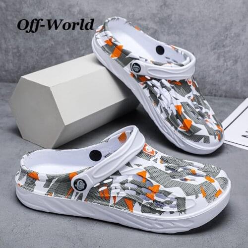 Summer Slippers Men Size 38-49 Hollow Outdoor Clogs Unisex Breathable Beach Flip Flops Casual Slip-On Flats Sandals Men Shoes