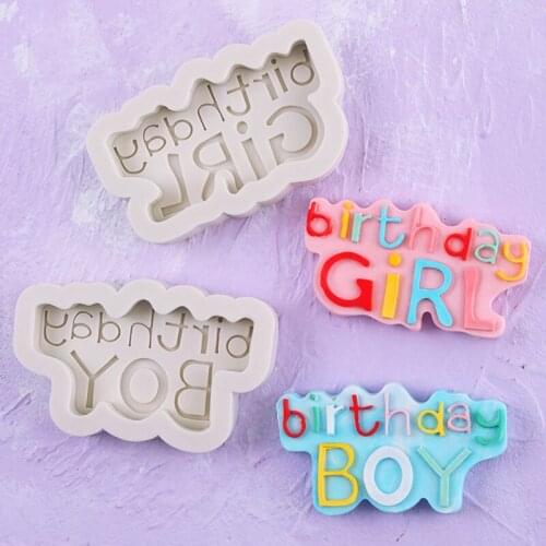 Birthday Boy & Girl Silicone Mold Fondant Mould Cake Decorating Tools Chocolate Gumpaste Mold, Sugarcraft, Kitchen Accessories