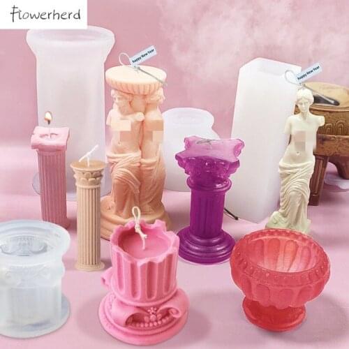 DIY Candle Silicone Mold Roman Column Venus Goddess Aromatherapy Human Body Plaster Mold Candle Molds for Candle Making Supplies