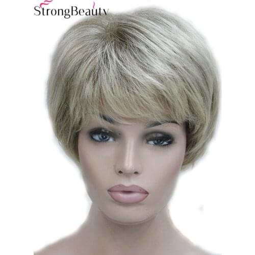 Strong Beauty Short Synthetic Silver Gray Wigs Womens Hair Heat Resistant Capless Wig